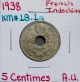 French Indochina 1938 5 Centimes Cents Type 2 Nickel - Brass Au 18.  1a Asia photo 1