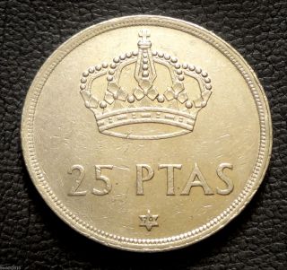 Spain Spanish 1975 (79) 25 Pesetas Juan Carlos I Large Copper - Nickel Coin photo