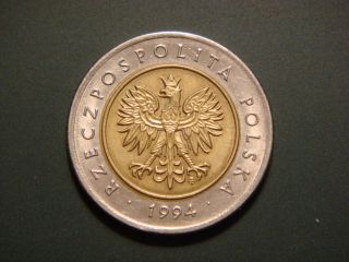 Poland 5 Zlotych,  1994 Coin photo
