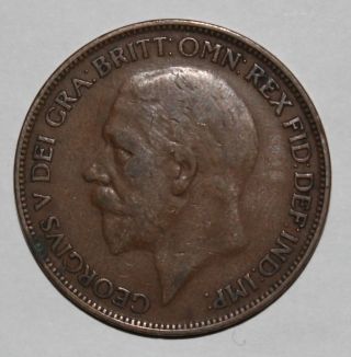 British 1 Penny Coin - 1927 - Great Britain - King George V - Km 826 photo