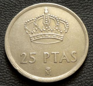 Spain Spanish 1983 M 25 Pesetas Juan Carlos I Large Copper - Nickel Coin photo