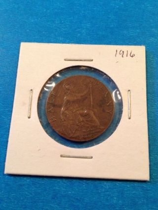 1916 British Half Penny.  George V photo