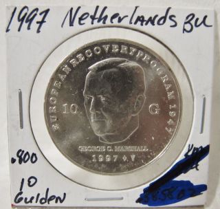 Netherlands Silver Coin 10 Gulden 1997 European Recovery Program 1947 photo
