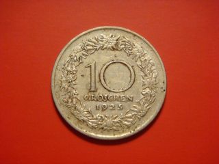 Austria 10 Groschen,  1925 Coin.  Woman Of Tyrol photo