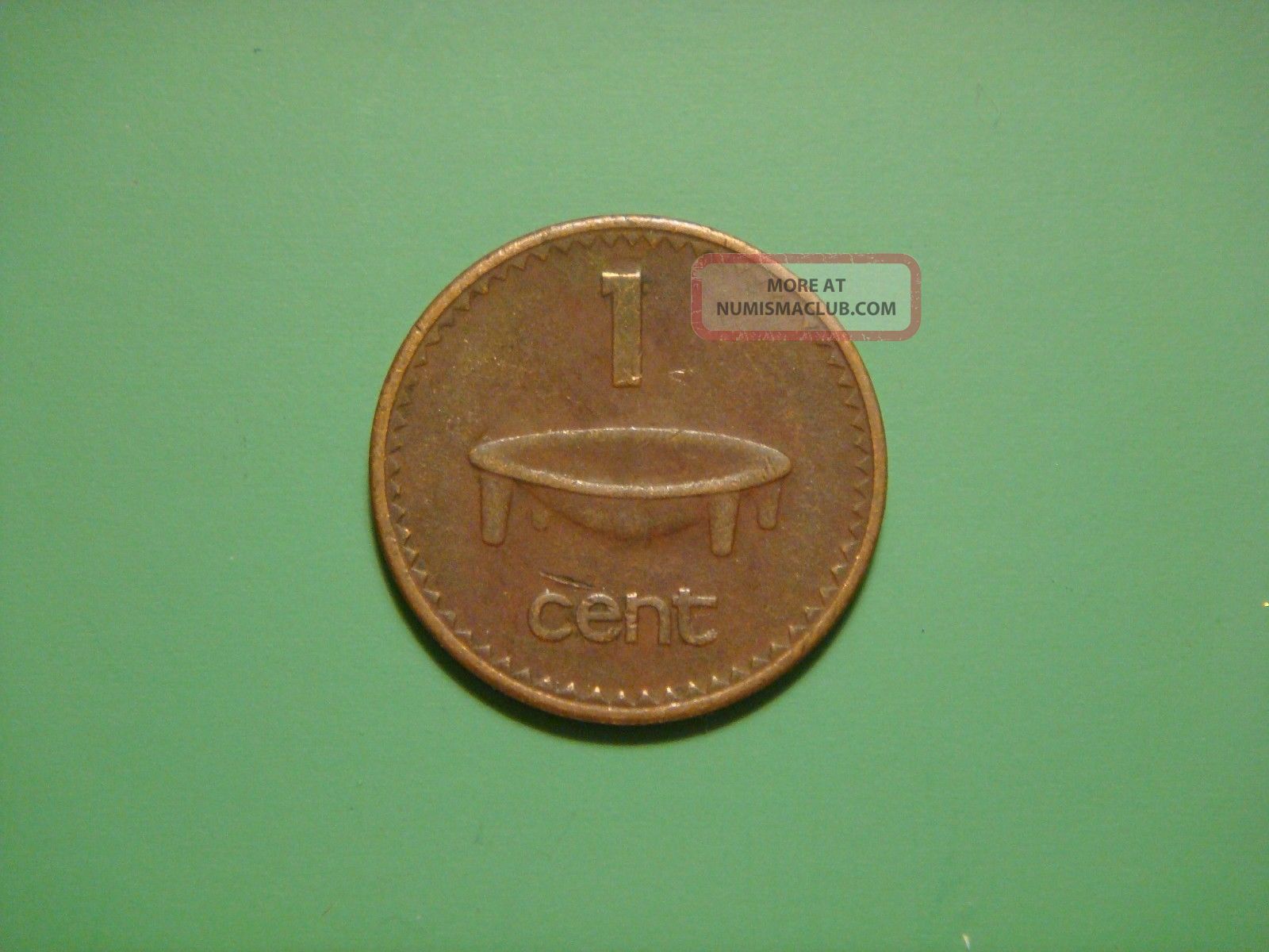 Fiji 1 Cent, 1969 Coin. Tanoa Kava Dish