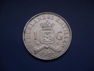 Netherlands Antilles 1 Gulden,  1971 Coin.  Queen Juliana photo