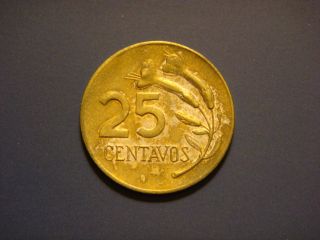 Peru 25 Centavos,  1970 Coin.  Contuta Blossoms photo