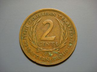 East Caribbean States 2 Cents,  1955 Coin photo