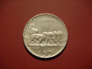 Italy 50 Centesimi,  1920 Coin.  Vittorio Emanuele Ii photo
