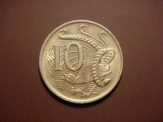 Australia 10 Cents,  1976 Coin.  Lyre Bird Coin photo