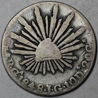 1848 - Ga 4 Reales Mexico Rare Date Guadalajara Over Date (1st Republic Coin) photo