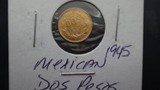 Mexico 2 Pesos,  1945 Gold Coin Xf photo