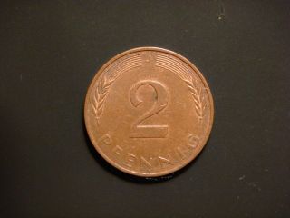 Germany - Federal Republic 2 Pfennig,  1977 J Coin photo