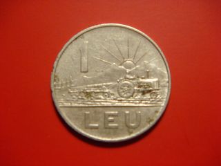 Romania 1 Leu,  1966 Coin.  Tractor photo