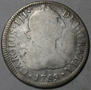 1789 Colonial Spain Silver 2 Reales (colonial Quarter Dollar) Mexico City Coin photo