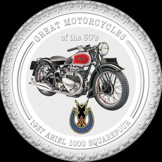 2007 Cook Islands - Great Motorcycles Of The 30 ' S: 1937 Ariel 1000 Square 4 Proof photo