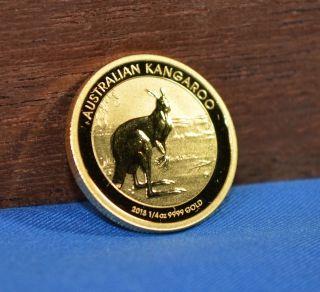 2013 $25.  00 1/4 Oz Fine Gold Australian Kangaroo.  9999 Gold Coin photo