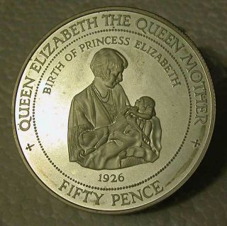 Falkland Islands - Silver Proof 50 Pence 1995 - Km 72a - Queens Mother Holding Infant photo