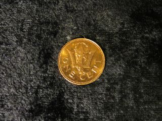 Barbados 1981 Trident Cent Vintage Barbadian Bronze Copper Penny Coin - Flip photo