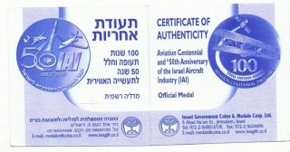 Israel 2003 Aviation And Space,  Iai,  Sterling Silver Medal 28.  8g 38.  7mm + photo