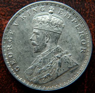 1914 - C One Rupee Silver Coin George V British India Aunc (gv 22) photo