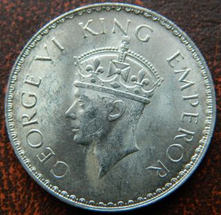 1941 - B One 1 Rupee Silver Coin George Vi Unc Luster (gvi 52) photo