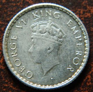 1939 - B Quarter 1/4 Rupee Silver Coin King George Vi British India Aunc (gvi 70) photo
