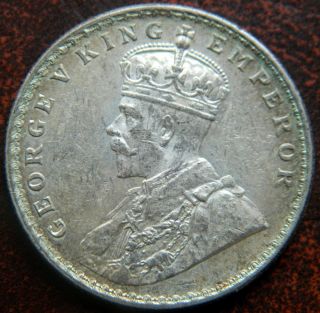 1919 - C One1 Rupee Silver Coin George V British India Unc Luster (gv Or4) photo