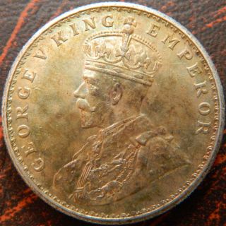 1917 - C One Rupee Silver Coin George V British India Unc (gv 18) photo