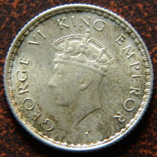 1939 - B Quarter 1/4 Rupee Silver Coin King George Vi British India Unc (gvi 71) photo