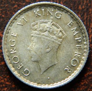 1939 - B Quarter 1/4 Rupee Silver Coin King George Vi British India Unc (gvi 59) photo