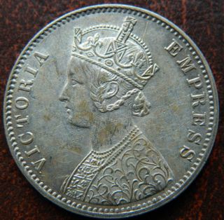 1900 - C One Rupee Silver Coin Victoria Empress British India Aunc - (ve 19) photo
