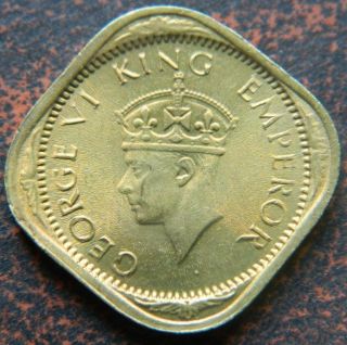 1943 - B Half 1/2 Anna Nickel Brass Coin George Vi Unc Luster - (gvi Nb7) photo