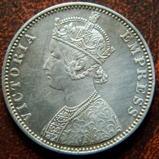 1901 - B One 1 Rupee Silver Coin Victoria Empress British India Unc - (ve Or3) photo