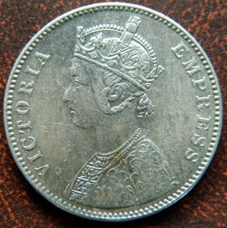 1883 - B One Rupee Silver Coin Victoria Empress British India - (ve 24) photo