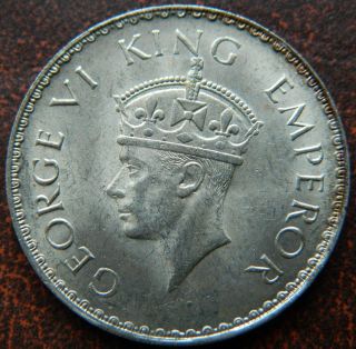 1941 - B One 1 Rupee Silver Coin George Vi Unc Luster (gvi 50) photo