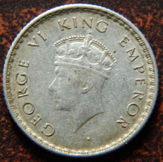 1939 - B Quarter 1/4 Rupee Silver Coin King George Vi British India Unc (gvi 62) photo