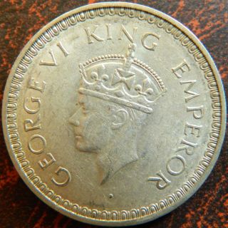 1943 - B One Rupee Silver Coin George Vi Aunc Key Date (gvi 22) photo