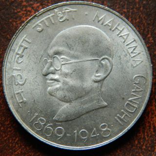 Mahatma Gandhi 10 Rupee Silver Coin Unc Luster India Republic 1869 - 1948 (mg Tr5) photo