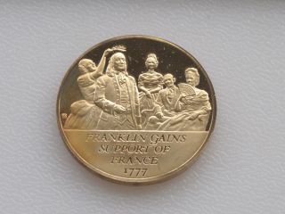 Franklin Gains Support Bronze Medal Franklin American Revolution C0508 photo