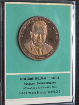 Governor William T.  Cahill Bronze Medal Franklin C0704 photo