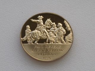 Paul Revere Alerts Patriots Bronze Medal Franklin American Revolution C0547 photo