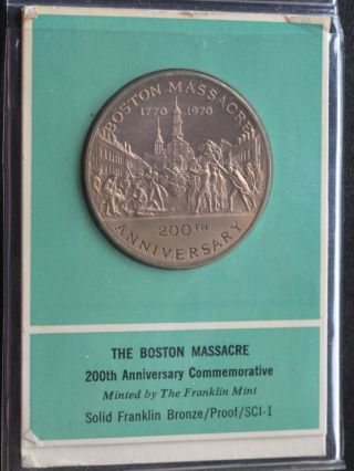 The Boston Massacre 200th Anniversary Bronze Medal Franklin C0702 photo