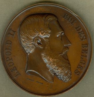 1865 Belgium Medal In Honor Of The Accession Of King Leopold Ii,  By L.  Wiener photo