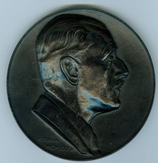 1939 French Medal In Honor Of H.  M.  Magne,  In Pressed Coal By P.  Turin photo