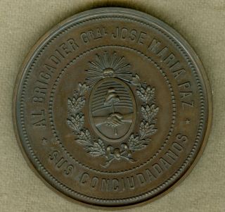 1887 Argentine Medal Issued In Honor Of General Jose Maria Paz,  By Cordoba photo