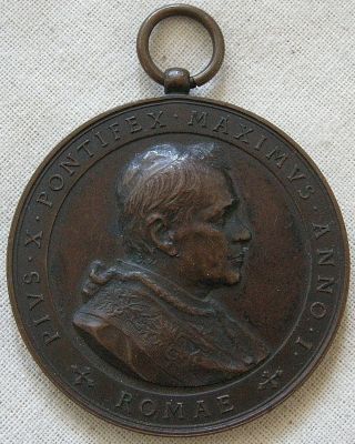 Pope Pius X,  Immaculate Conception Doctrine 50th Anniversary Medal,  1904 photo