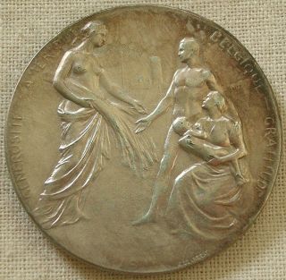 Wwi.  Belgian Gratitude For American Generosity Medal,  1914 By Godefroid Devreese photo