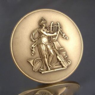 Antique French Bronze Medal Bas - Relief,  “allegory Of Music”,  Signed Blondelet photo