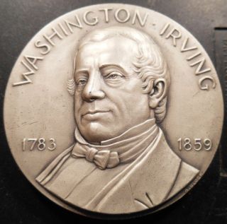 1968 Nyu Hof Washington Irving Silver Medal By Adolph Block.  Maco,  Mib photo